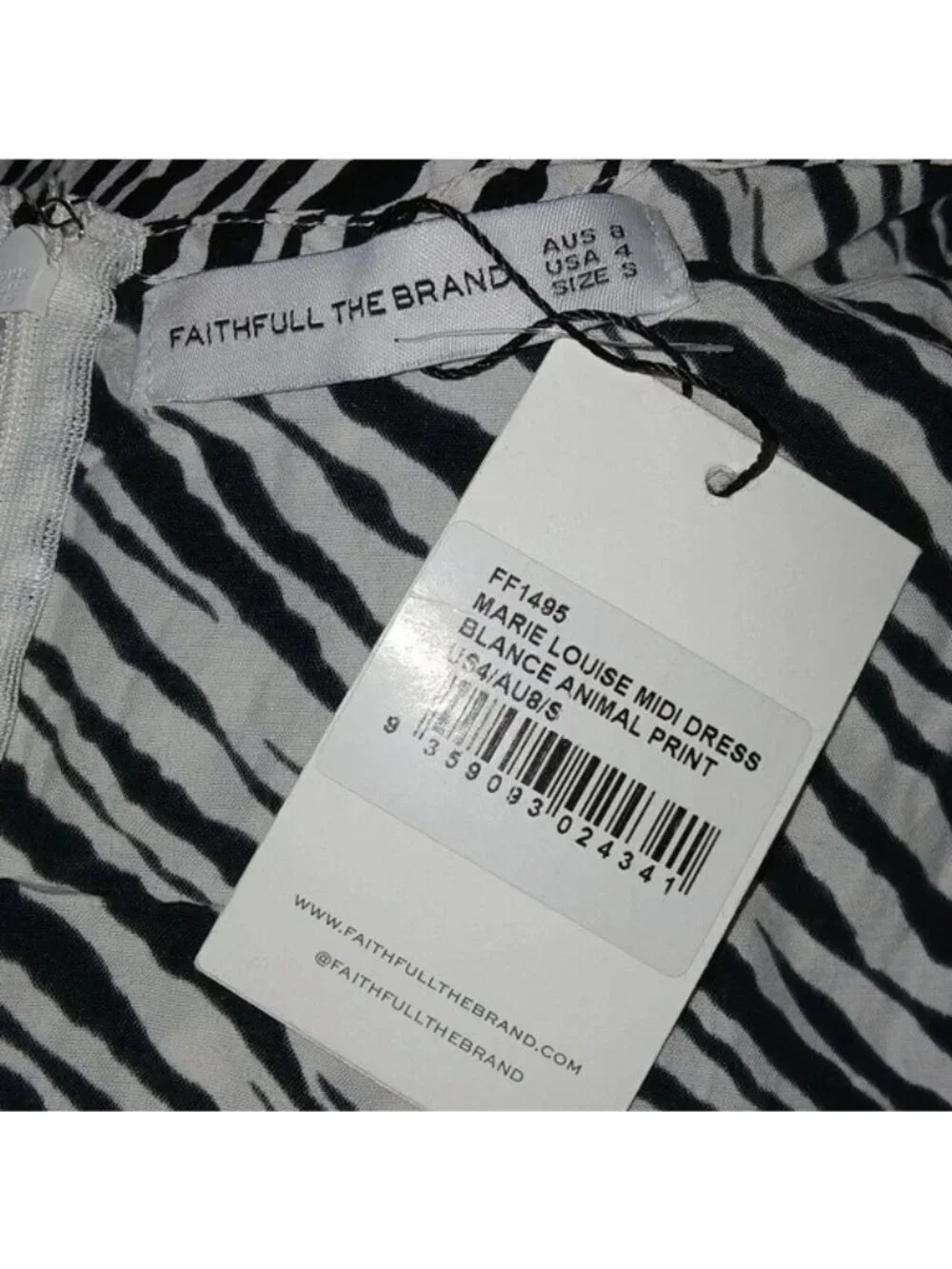 Faithfull The Brand Marie Louise Midi Zebra Print Dress